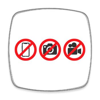 Pas de téléphone, pas de caméra, pas d’autocollant de panneau pour enregistrement vidéo - Magnet carré - blanc - Devant
