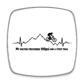 ECG VTT, battement de cœur Saut en VTT - Magnet carré - blanc - Devant