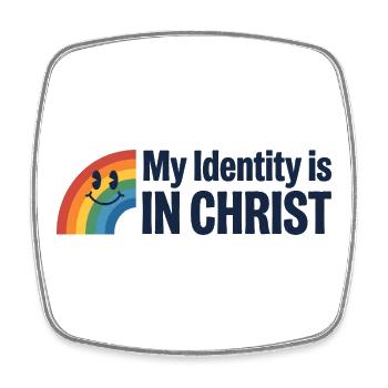 Identité dans Christ Rainbow - Magnet carré - blanc - Devant