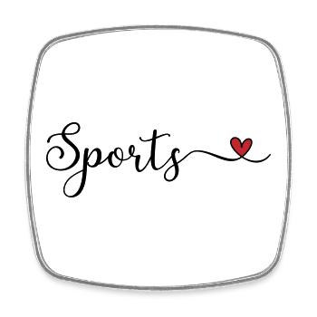 Ich liebe Sports Sports Heart - Viereckiger Kühlschrankmagnet - Weiß - Vorne
