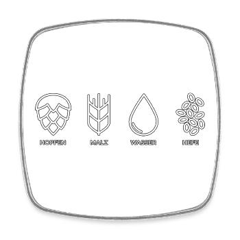 Hopfen, Malz, Wasser, Hefe - Viereckiger Kühlschrankmagnet - Weiß - Vorne