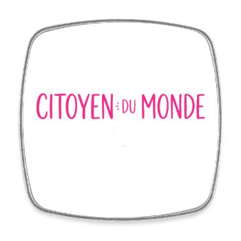 Citoyen du Monde – Globaler Bürger - Viereckiger Kühlschrankmagnet - Weiß - Vorne