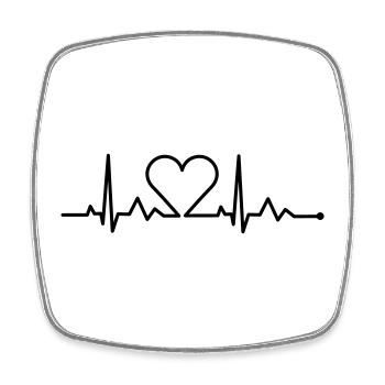 heartbeat - herzschlag - Square fridge magnet - white - Front