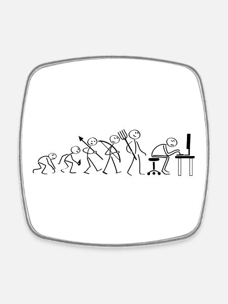Evolution Computerarbeit - Viereckiger Kühlschrankmagnet - Weiß