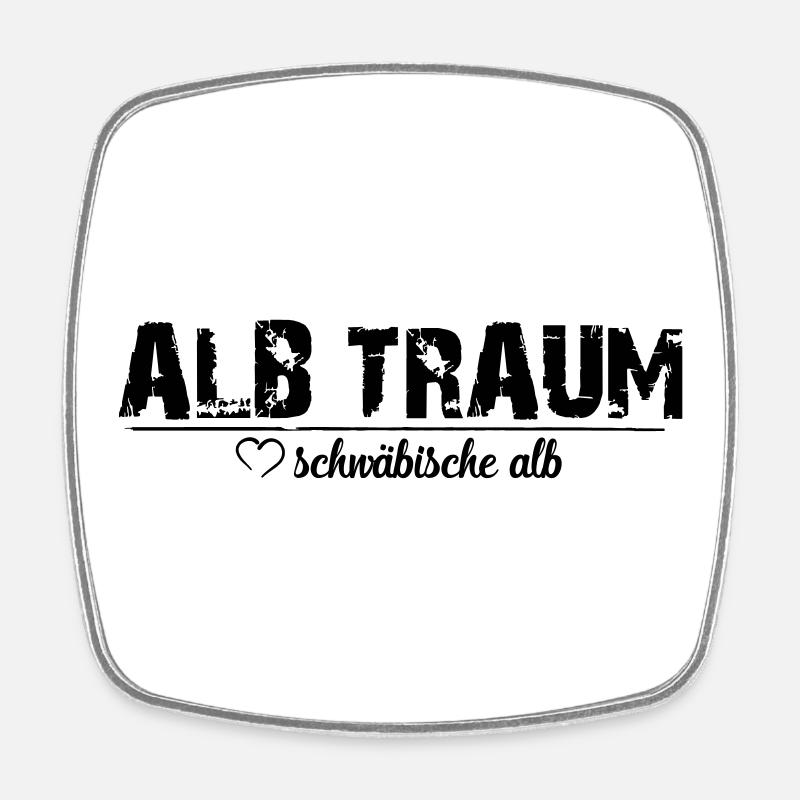 ALB TRAUM_ love schwäbische alb - Viereckiger Kühlschrankmagnet - Weiß