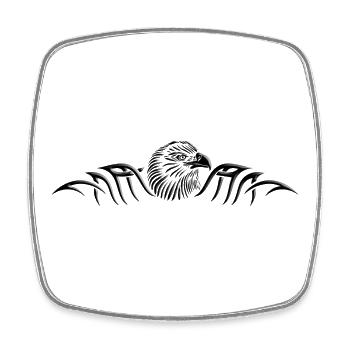 Tatouage tribal Eagle Head, noir et gris - Magnet carré - blanc - Devant