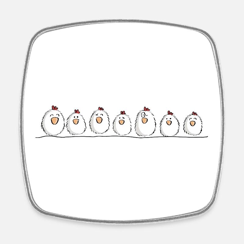 Chickens on the chicken - Square fridge magnet - white