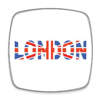 Londres couché avec drapeau - Magnet carré - blanc - Devant