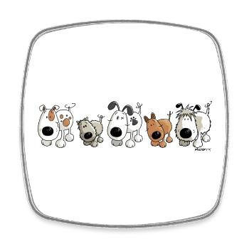 Funny Dogs - Hund - Hunde - Cartoon - Viereckiger Kühlschrankmagnet - Weiß - Vorne