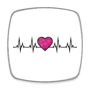 Herzschlag EKG  - Viereckiger Kühlschrankmagnet - Weiß - Vorne
