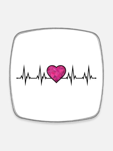 ECG du battement cardiaque - Magnet carré - blanc