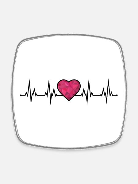 ECG du battement cardiaque - Magnet carré - blanc