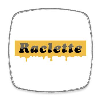 Raclette Schriftzug - smelted cheese - Viereckiger Kühlschrankmagnet - Weiß - Vorne