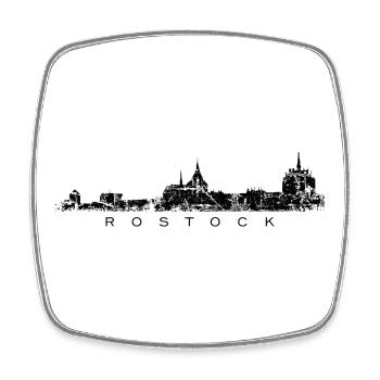Rostocker Skyline (Vintage Schwarz) Rostock - Viereckiger Kühlschrankmagnet - Weiß - Vorne