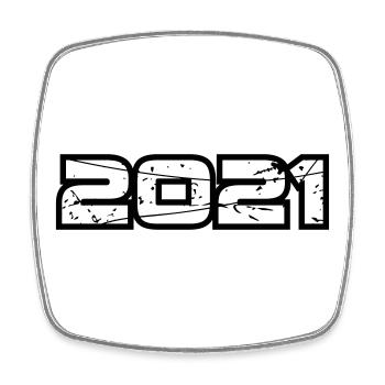 2021 - Viereckiger Kühlschrankmagnet - Weiß - Vorne