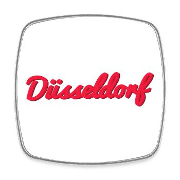 Düsseldorf Script Stadtlogo - Viereckiger Kühlschrankmagnet - Weiß - Vorne