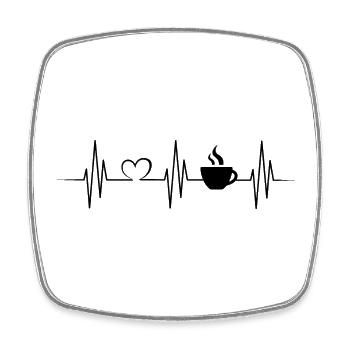 Icône du logo Heartbeat Heartbeat Puls Coffee - Magnet carré - blanc - Devant