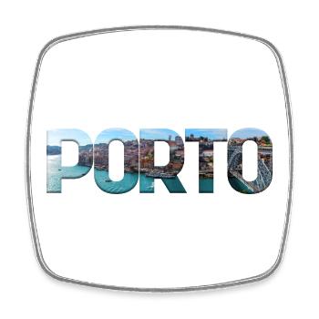 Porto Skyline Cutout - Viereckiger Kühlschrankmagnet - Weiß - Vorne