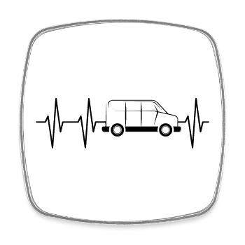 Bus Heartbeat Symbol Pulse Van Suv Illustration - Magnet carré - blanc - Devant