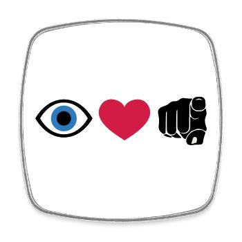 Je t’aime, Rebus | Citation visuelle de Eye Heart You - Magnet carré - blanc - Devant