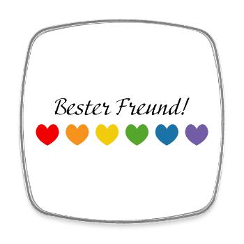 Regenbogenherzchen Bester Freund LGBT lgbtqi queer - Viereckiger Kühlschrankmagnet - Weiß - Vorne