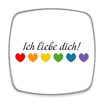 Regenbogenherzchen Ich liebe dich LGBT lgbtqi quee - Viereckiger Kühlschrankmagnet - Weiß - Vorne