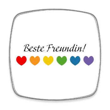 Regenbogenherzchen Beste Freundin - Viereckiger Kühlschrankmagnet - Weiß - Vorne