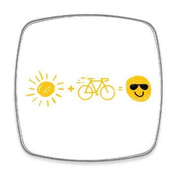 Soleil et vélo - Magnet carré - blanc - Devant