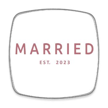 Marié Est. 2023 - Cadeau de mariage hommes et femmes - Magnet carré - blanc - Devant