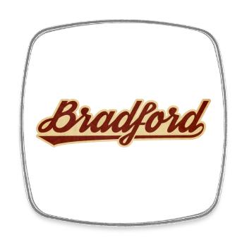 Bradford Vintage Script Logo - Viereckiger Kühlschrankmagnet - Weiß - Vorne