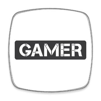 gamer gaming player icon logo icon graphic - Square fridge magnet - white - Front