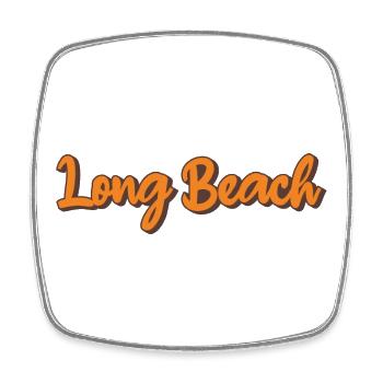 Long Beach Retro Script - Viereckiger Kühlschrankmagnet - Weiß - Vorne