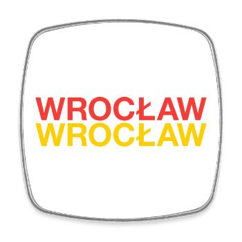 WROCLAW Pologne Polska Drapeau de Wrocław - Magnet carré - blanc - Devant