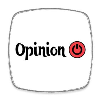Opinion Power Button Design - Square fridge magnet - white - Front