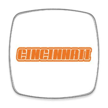 Cincinnati Lettering Retro Look Orange - Square fridge magnet - white - Front