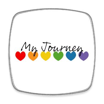 Regenbogenherzchen my journey schwarz - Viereckiger Kühlschrankmagnet - Weiß - Vorne