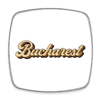 Bukarest Vintage Schriftzug - Viereckiger Kühlschrankmagnet - Weiß - Vorne