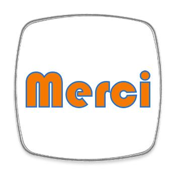 MERCI. THANKS. THANK YOU. ANNIVERSAIRE. NAISSANCE. - Magnet carré - blanc - Devant