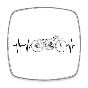 oldschool bikes Motorrad caferacer puls icon biker - Viereckiger Kühlschrankmagnet - Weiß - Vorne