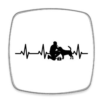 Tierarzt EKG Herzlinie - Viereckiger Kühlschrankmagnet - Weiß - Vorne