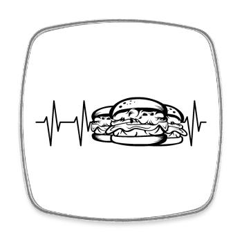 Burger Heartbeat Icône de symbole Smashburger Pulse - Magnet carré - blanc - Devant