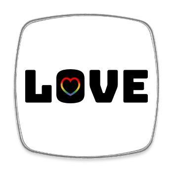 Love Heart Rainbow black - Square fridge magnet - white - Front