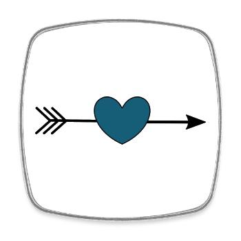 blaues Herz mit Pfeil Valentinstag Geschenk - Viereckiger Kühlschrankmagnet - Weiß - Vorne