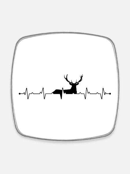 Heartbeat Deer Hunting - Square fridge magnet - white