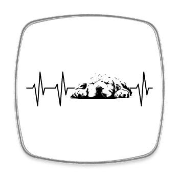 schlafender hund herzschlag Puls Illustration Logo - Viereckiger Kühlschrankmagnet - Weiß - Vorne