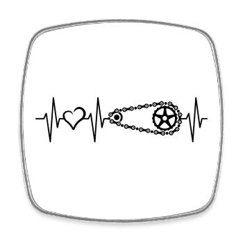 Heartbeat Bicycle Love Bicycle Chain Pulse Logo - Square fridge magnet - white - Front