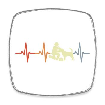 Tierarzt Strichfiguren EKG - Viereckiger Kühlschrankmagnet - Weiß - Vorne