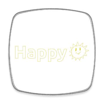 Happy - Viereckiger Kühlschrankmagnet - Weiß - Vorne