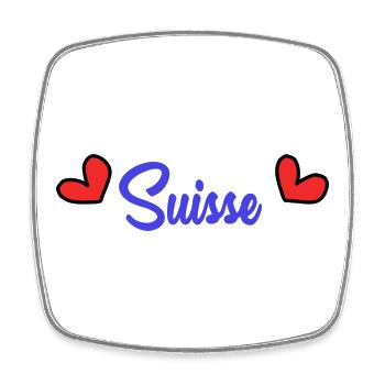 SUISSE. HUMOUR. PAYS. DRAPEAU - Magnet carré - blanc - Devant