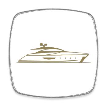Motorboat Yacht Silhouette Minimal Design - Square fridge magnet - white - Front